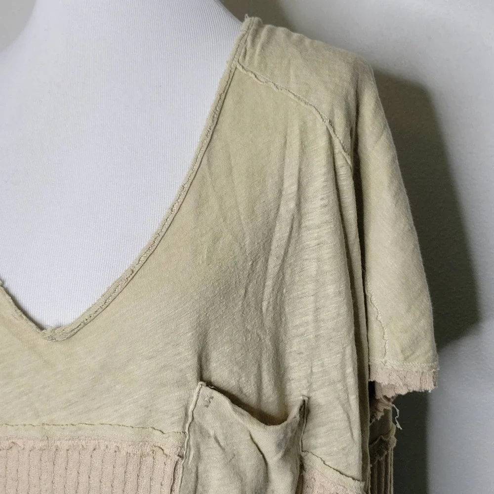 Free People Sundial Dip Dye Thermal Tee Size Small‎